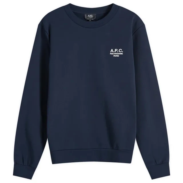 A.P.C. Men's Rue Madame Logo Crew Sweat Dark Navy/Ecru
