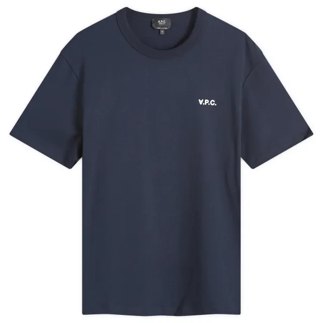 A.P.C. Men's Small VPC Logo T-Shirt Dark Navy/Ecru