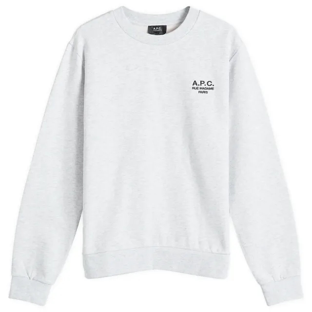 A.P.C. Men's Rue Madame Logo Crew Sweat Heather Grey/Black