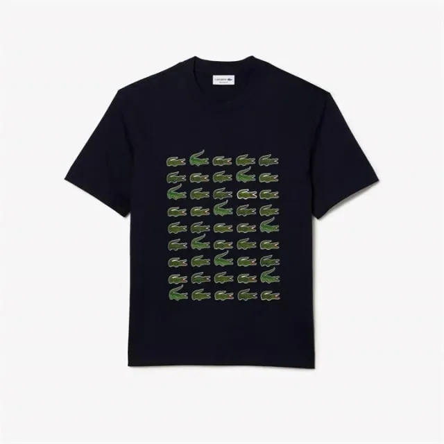 Lacoste Relaxed Fit Iconic Print T-shirt - Navy Blue