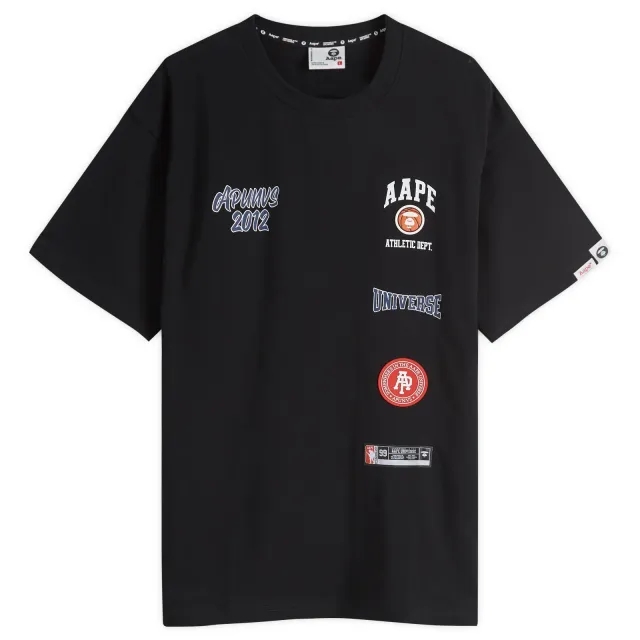 A Bathing Ape AAPE Badge Print Crew Neck T-Shirt Black
