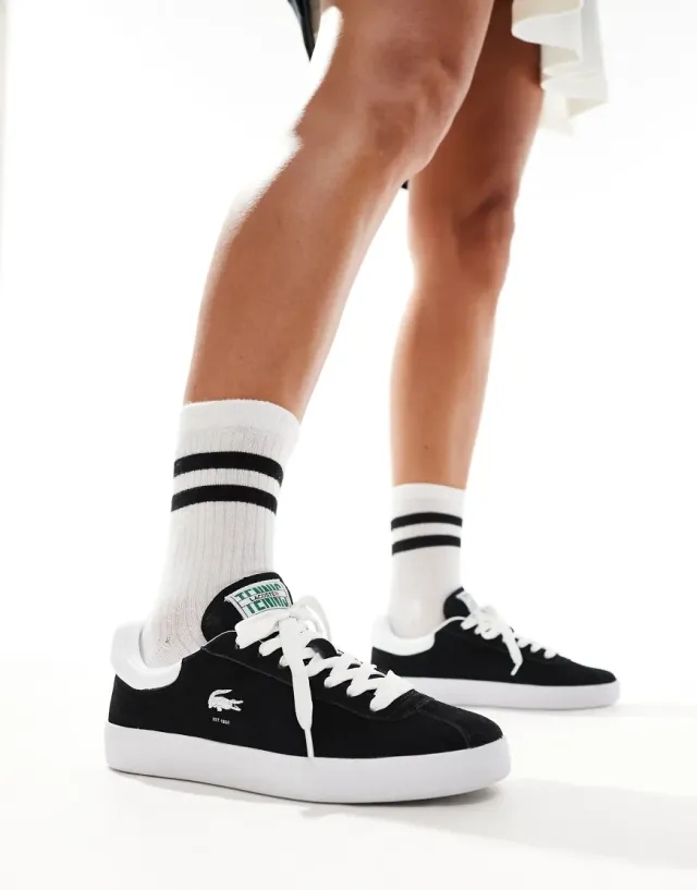 Lacoste baseshot trainers in black & white