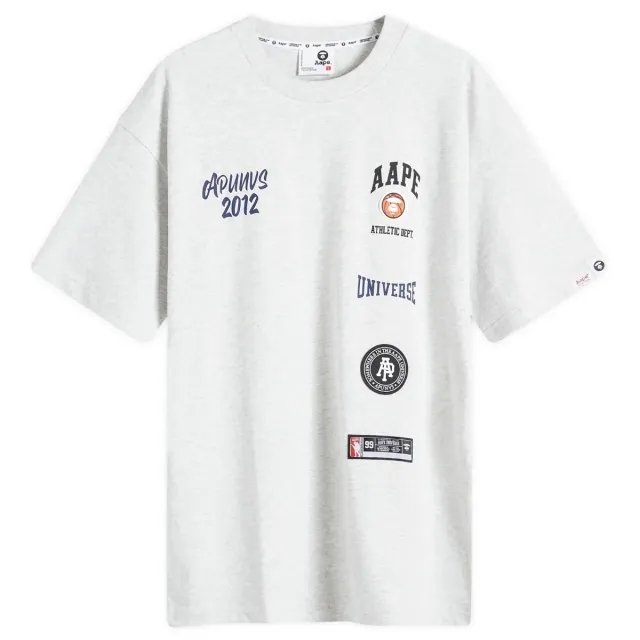 A Bathing Ape AAPE Badge Print Crew Neck T-Shirt Heather White