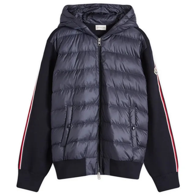 Moncler Men's Down Knit Hooded Cardigan Jacket Navy