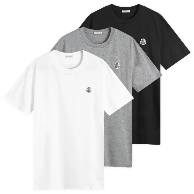 Moncler Men's Logo T-Shirt - 3-Pack Black/White/Grey