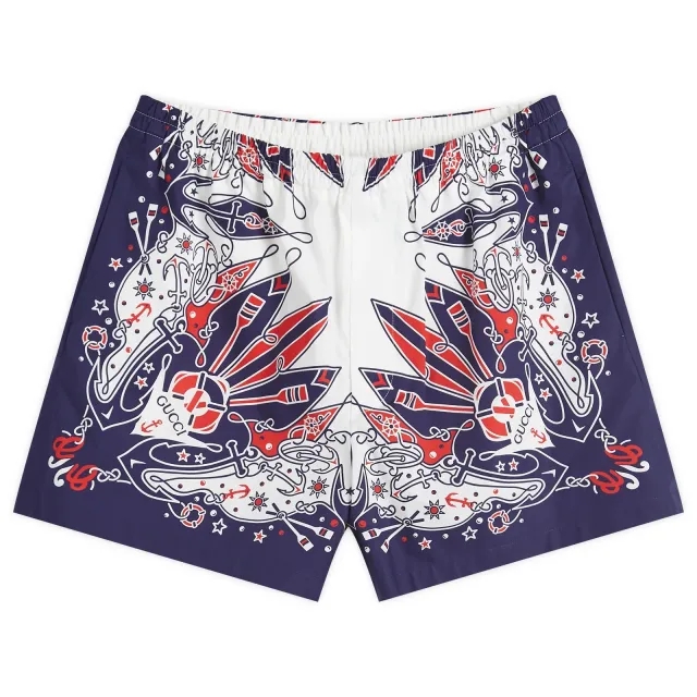 Gucci Men's Bandana Print Shorts White/Blue