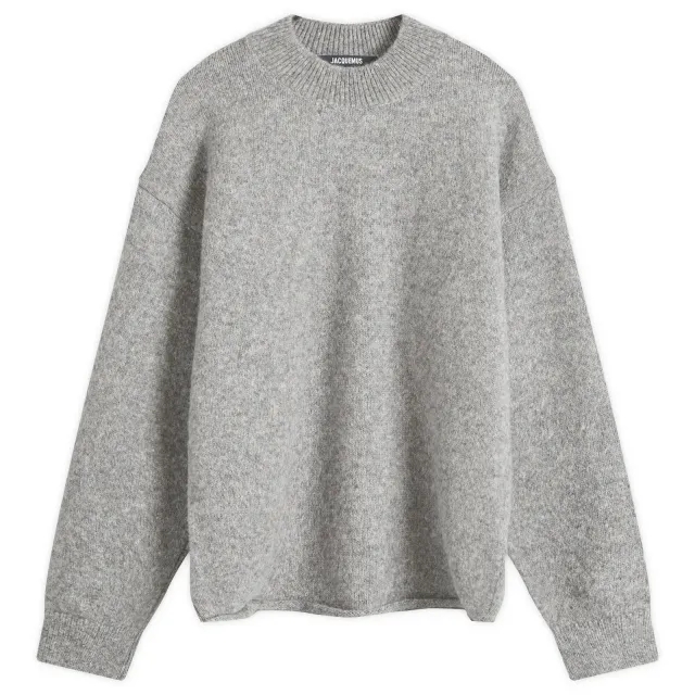 Jacquemus Men's Back Logo Knit Jumper Grey