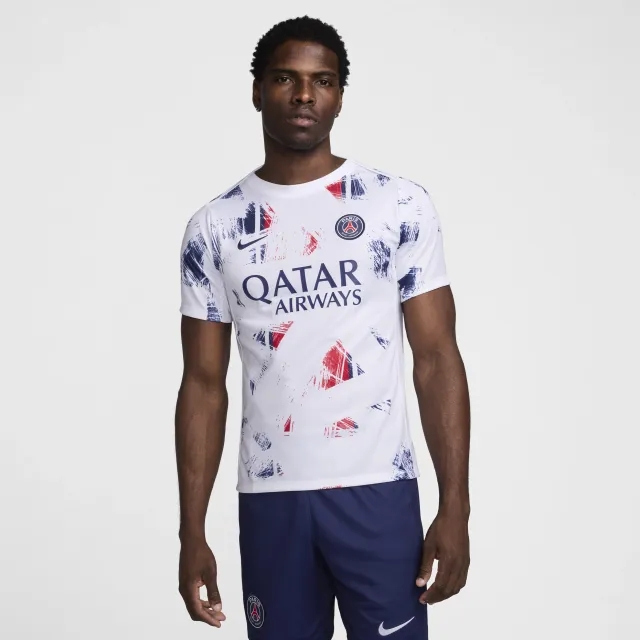 Paris Saint-Germain Academy Pro Away Men's Nike Dri-FIT Football Pre-Match Short-Sleeve Top - White - Polyester