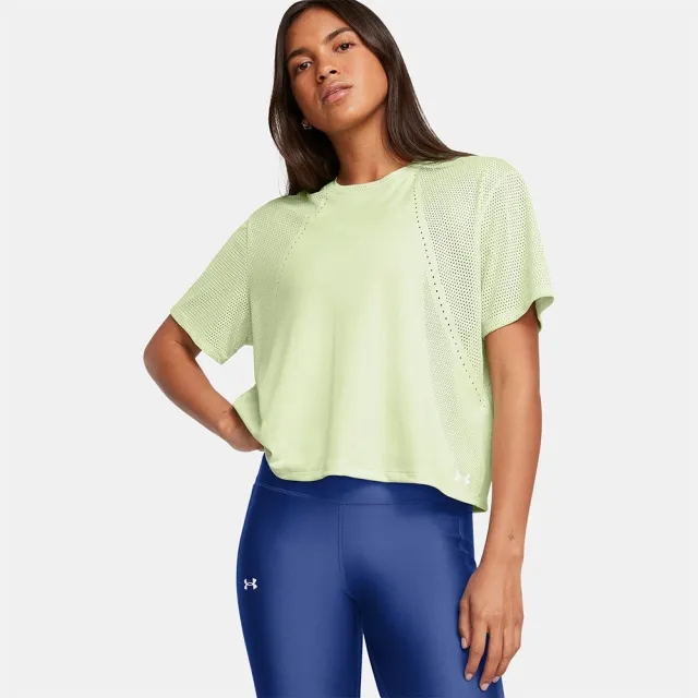 Women's  Under Armour  Vanish Engineered Short Sleeve Retro Green / White XS