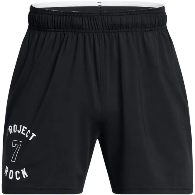 Under Armour Men's Project Rock Mesh Badge Of Honor Shorts Black / White XL