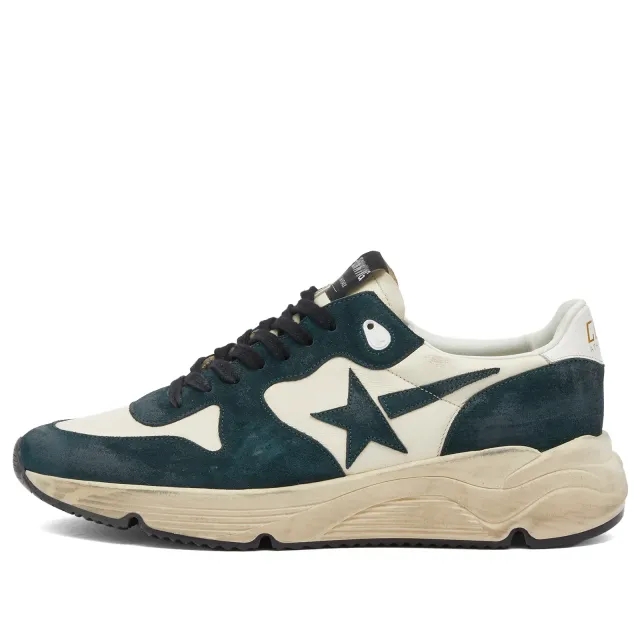 Golden Goose Men's Running Suede Sneaker Dark Green/White