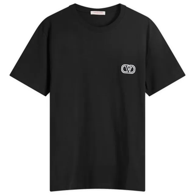 Valentino Men's Small V Logo T Shirt Black