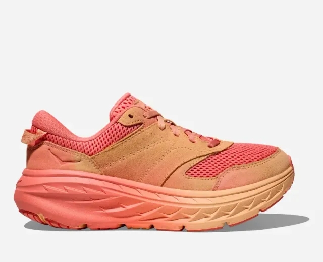 Hoka One One HOKA Vibrant Bloom Bondi L Lifestyle Shoes in Cantaloupe/Electric Coral