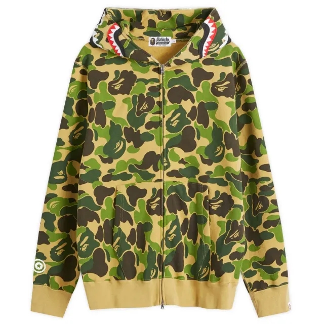 A Bathing Ape Men's ABC Camo Shark Full Zip Hoodie Green