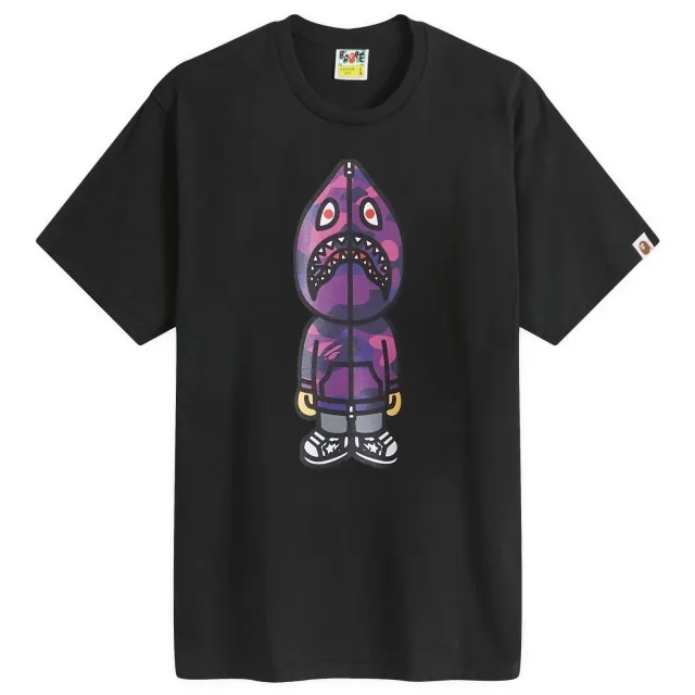 A Bathing Ape Men's Colour Camo Classic Milo Shark T-Shirt Black/Purple