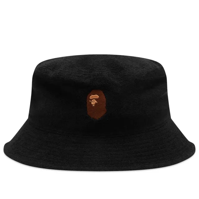 A Bathing Ape Ape Head Pile Bucket Hat Black