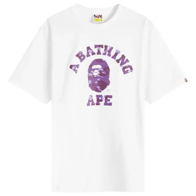 A Bathing Ape Men's Colour Camo College T-Shirt White/Purple