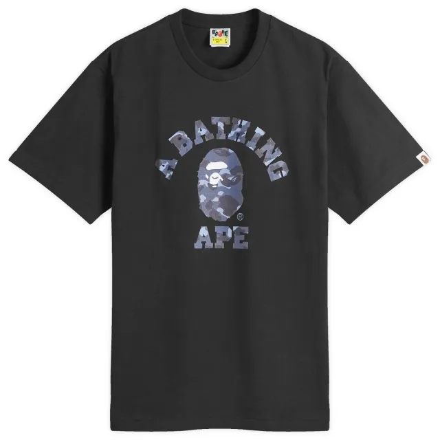 A Bathing Ape Men's Colour Camo College T-Shirt Black X Navy