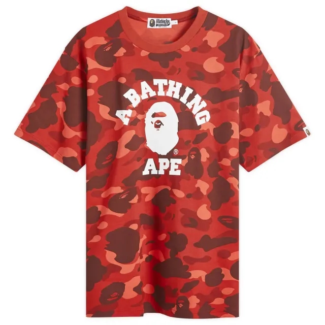 A Bathing Ape Men's Colour Camo College T-Shirt Red
