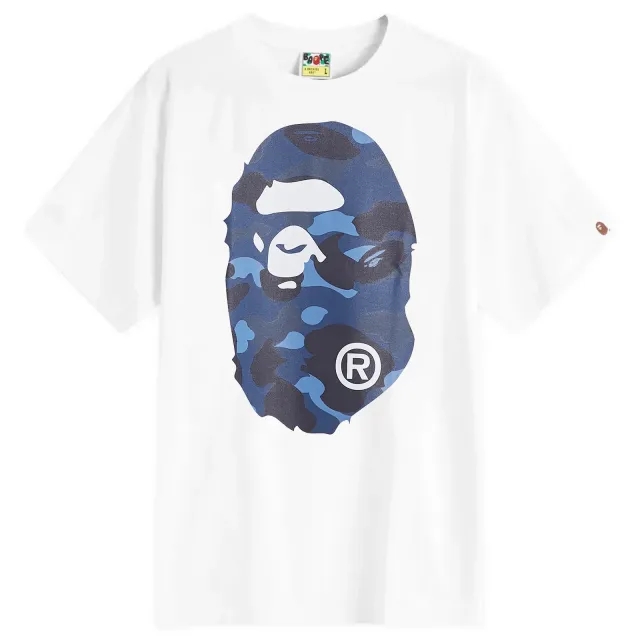 A Bathing Ape Men's Camo Big Ape Head T-Shirt White/Navy