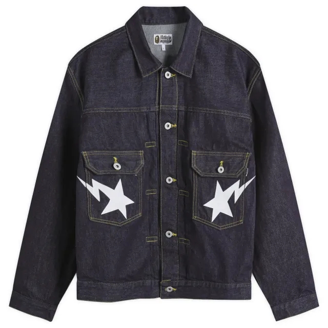 A Bathing Ape Men's Sta Denim Type-02 Jacket Indigo