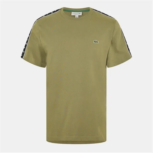Lacoste Logo Stripe Cotton T-shirt - Khaki Green