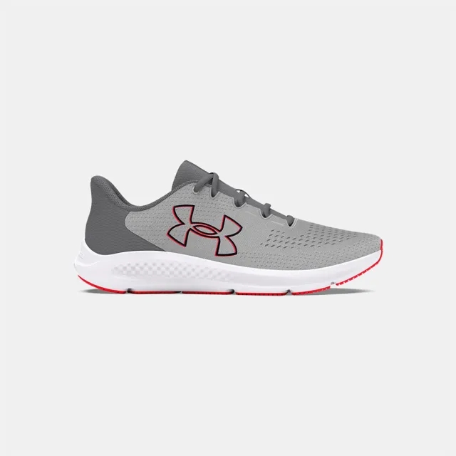 Men's  Under Armour  Charged Pursuit 3 Big Logo Running Shoes Mod Gray / Titan Gray / Black 8