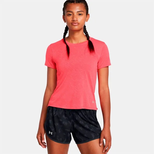 Women's  Under Armour  Launch Camo Short Sleeve Racer Red / Reflective XS