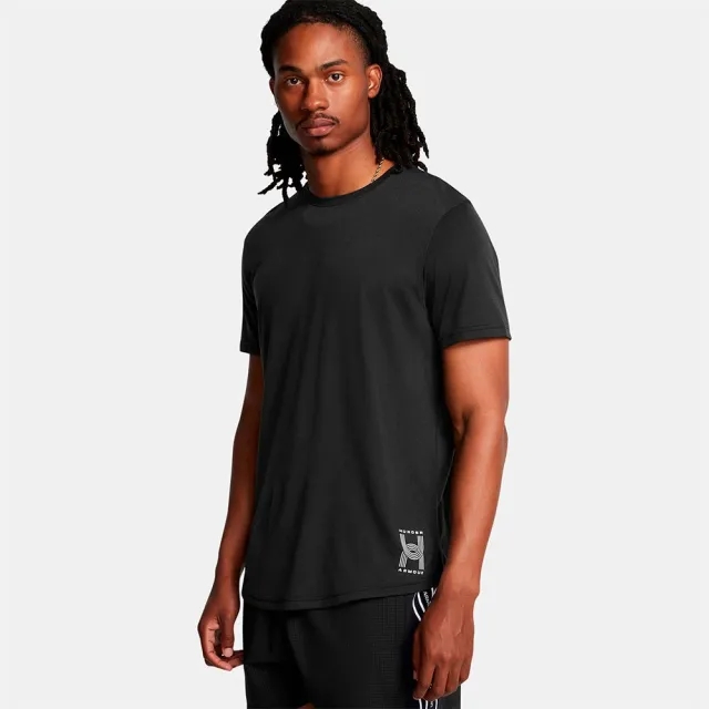 Men's  Under Armour  Run Anywhere T-Shirt Black / Tetra Gray / White XXL
