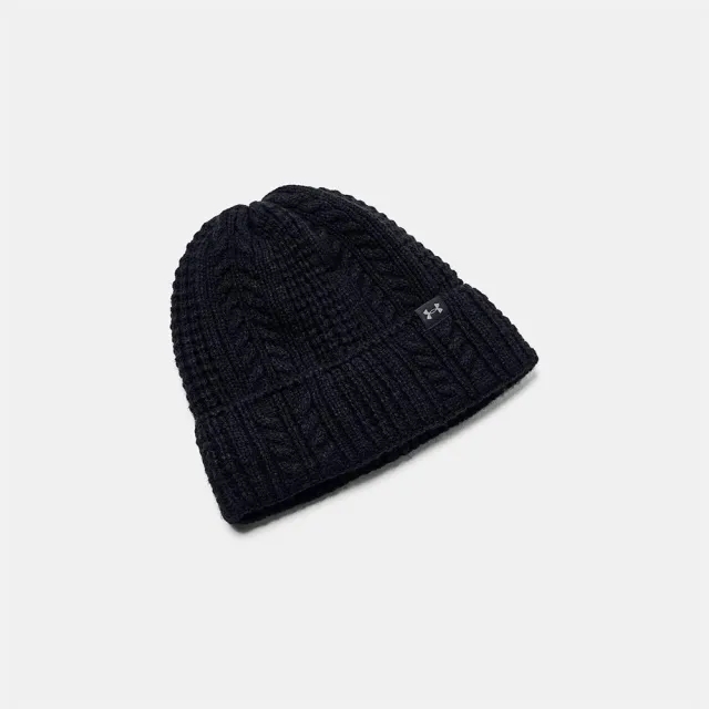 Women's  Under Armour  Halftime Cable Knit Beanie Black / Black / Castlerock OSFM