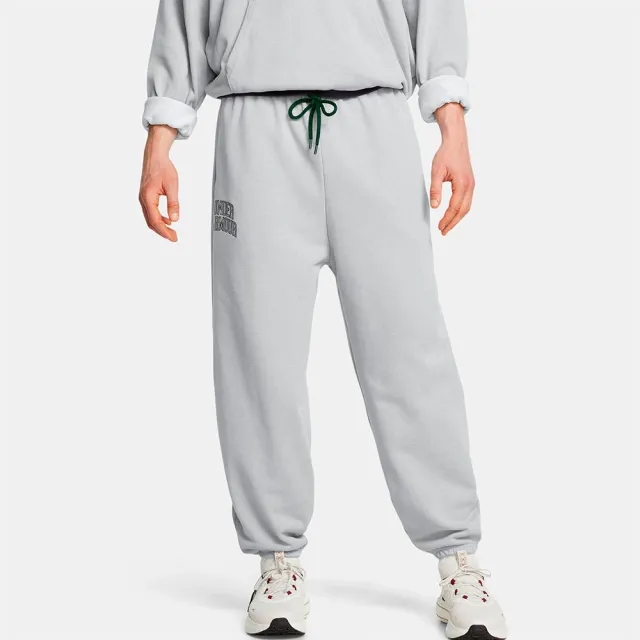 Men's  Under Armour  Icon Heavyweight Terry Oversized Pants Mod Gray Light Heather / Forest Green XXL