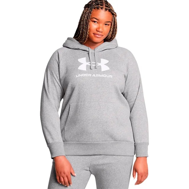 Women's  Under Armour  Rival Fleece Logo Hoodie Mod Gray Light Heather / White 3X