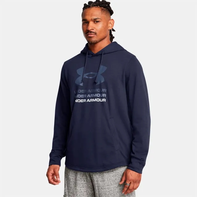 Men's  Under Armour  Rival Terry Graphic Hoodie Midnight Navy / Tech Blue XXL