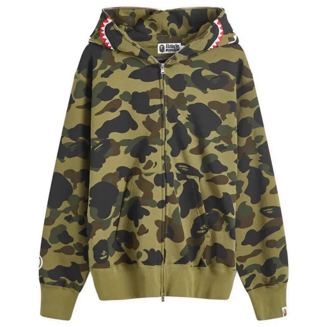 A Bathing Ape Women's 1st Camo Shark Full Zip Hoodie Wide Green
