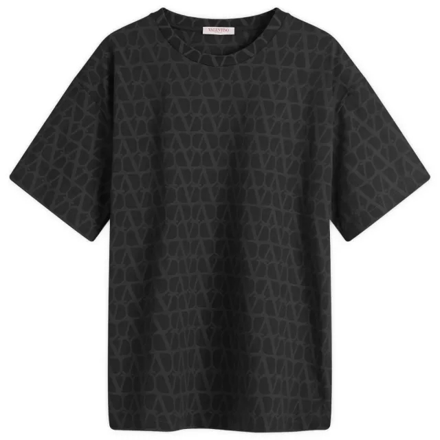Valentino Men's V Logo Tonal T Shirt Black
