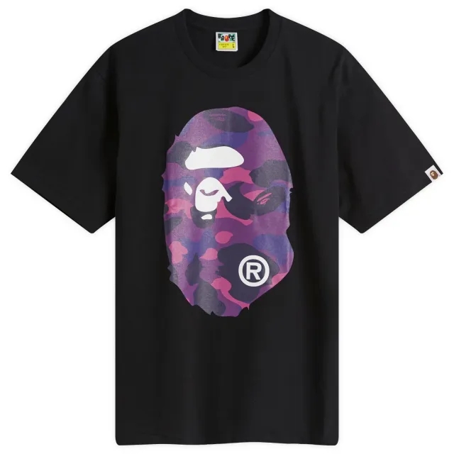 A Bathing Ape Men's Camo Big Ape Head T-Shirt Black/Purple