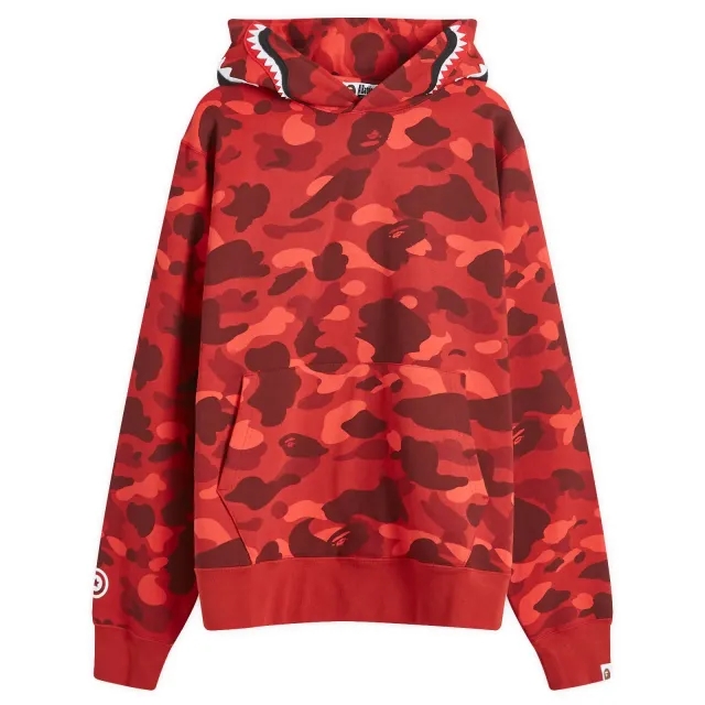 A Bathing Ape Men's Colour Camo Shark Pullover Hoodie Red