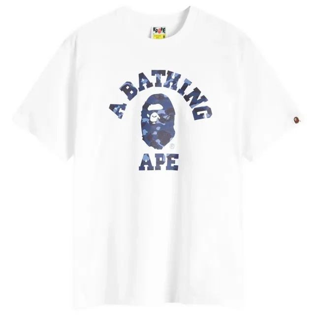 A Bathing Ape Men's Colour Camo College T-Shirt White/Navy