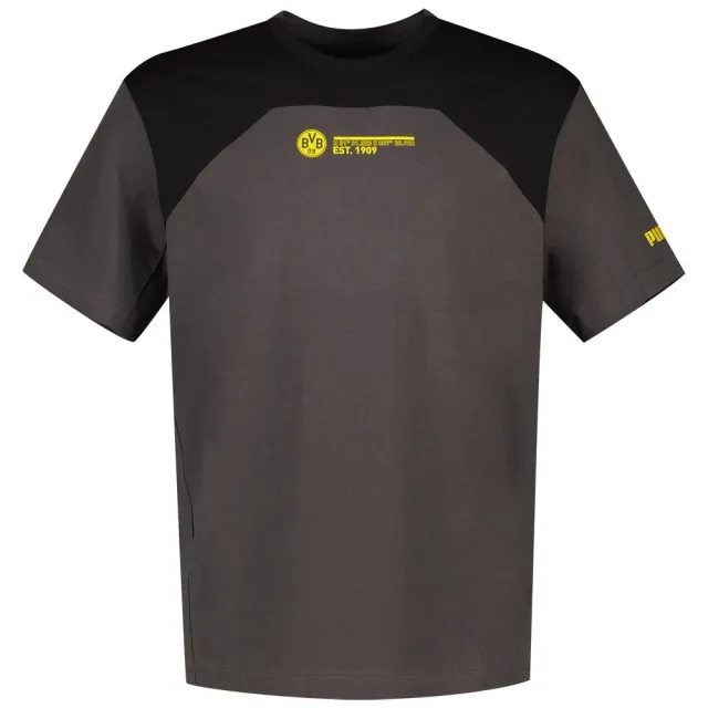 Puma Bvb Football Culture Short Sleeve T-shirt  - Grey