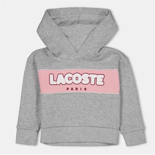 Lacoste Contrast Branded Sweatshirt - Grey Chine / Pink