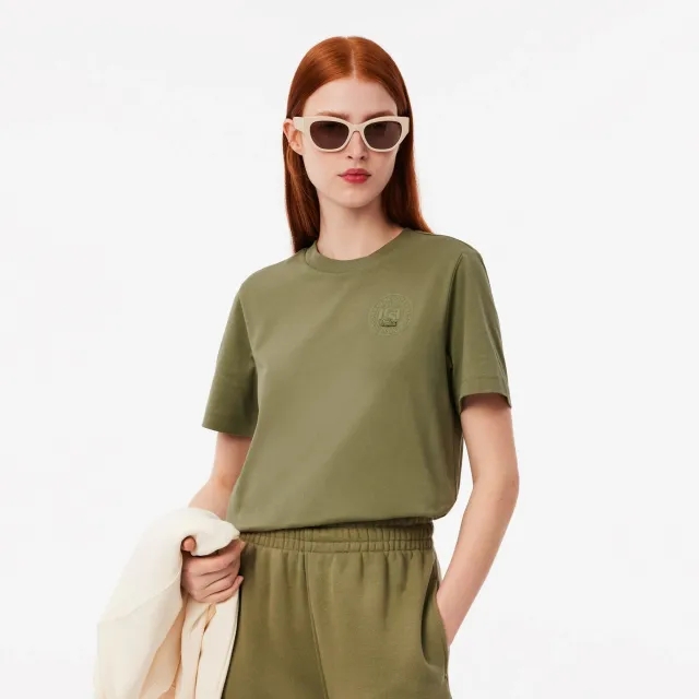 Lacoste Print Cotton T-shirt - Khaki Green