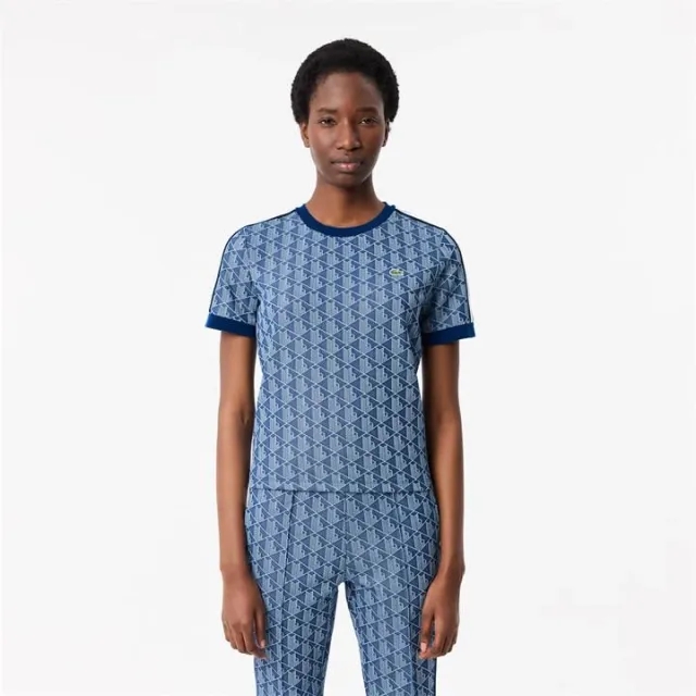 Lacoste Slim Fit Monogram Jacquard T-shirt - Blue