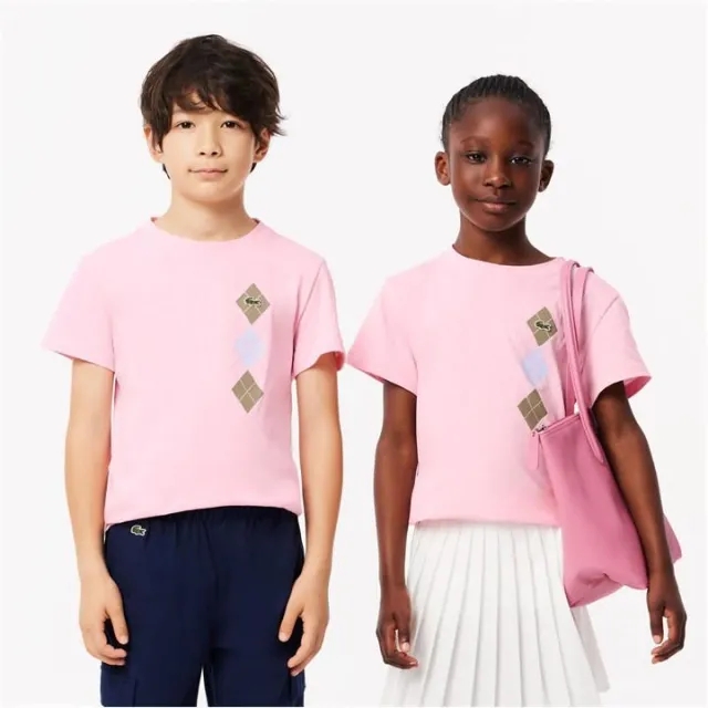Lacoste Argyle Print Cotton T-shirt - Pink