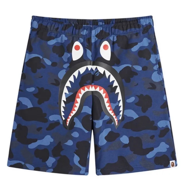 A Bathing Ape Men's Colour Camo Shark Sweat Shorts Navy