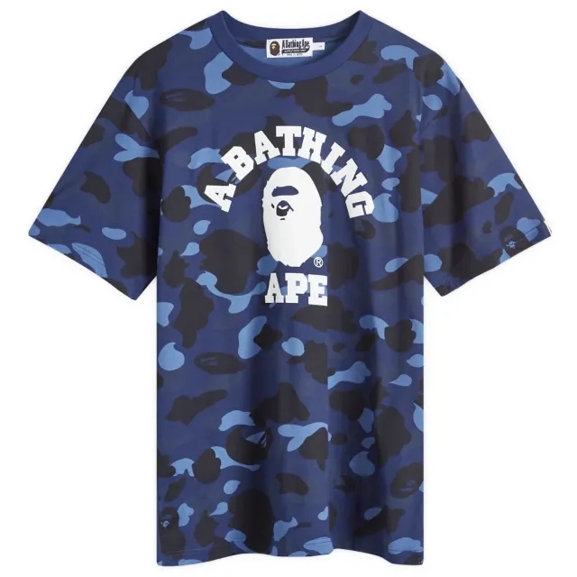 A Bathing Ape Men's Colour Camo College T-Shirt Navy