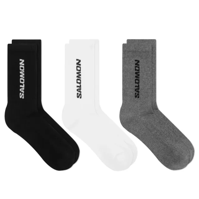 Salomon Men's EVERYDAY CREW SOCK 3-PACK Black/White/Grey Melange