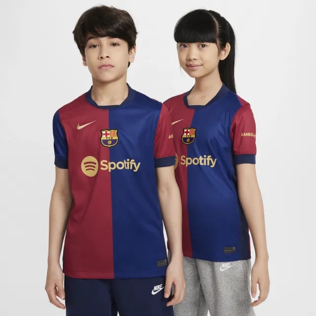 F.C. Barcelona 2024/25 Stadium Home Older Kids' Nike Dri-FIT Football Replica Shirt - Blue - Polyester