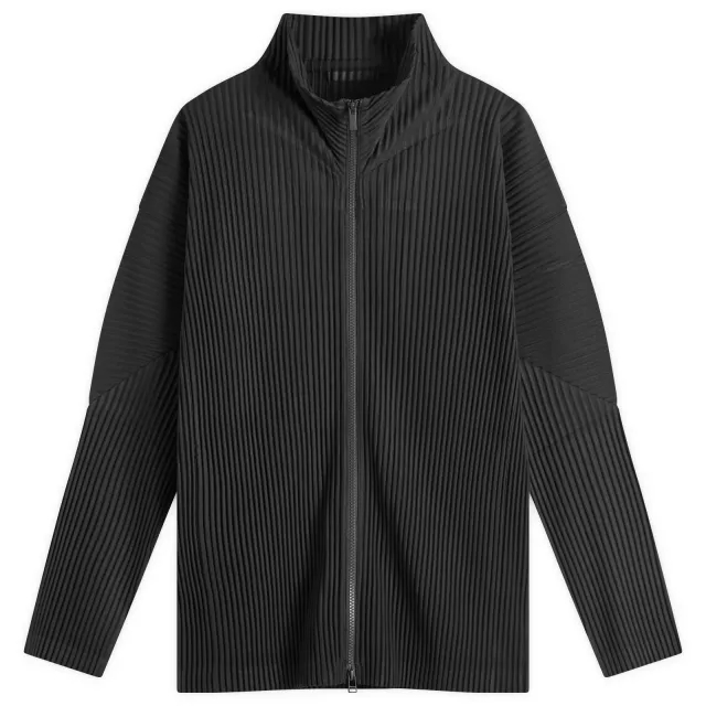 Homme Plissé Issey Miyake Men's Pleated Zip Up Cardigan Black
