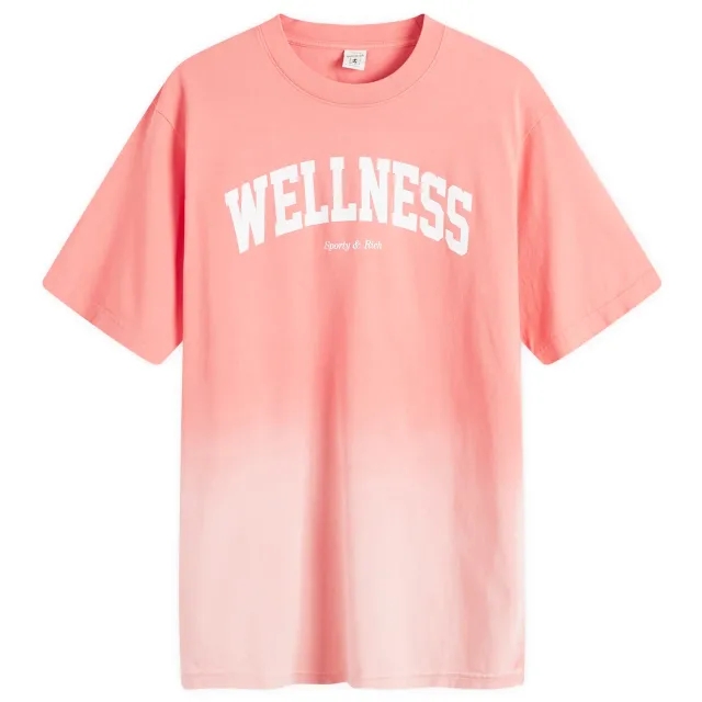 Sporty & Rich Wellness Ivy T-Shirt Dip Dye Men Shortsleeves Pink