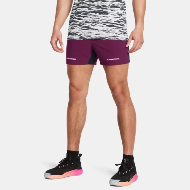 Under Armour Men's Project Rock Ultimate 5 Training Shorts Purple Gemini / White L